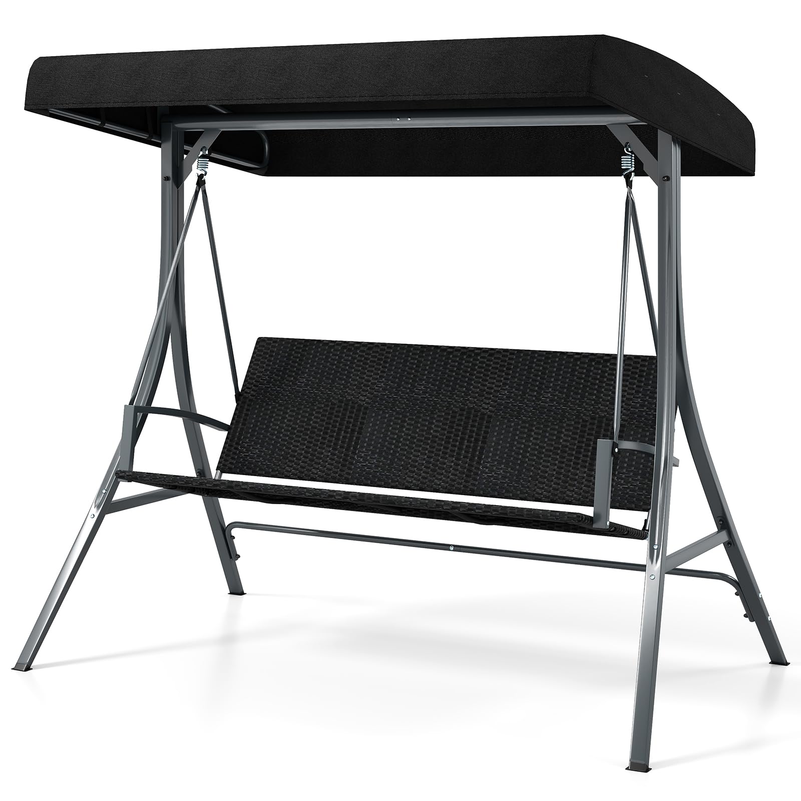 Tangkula 3 Person Wicker Porch Swing for Backyard